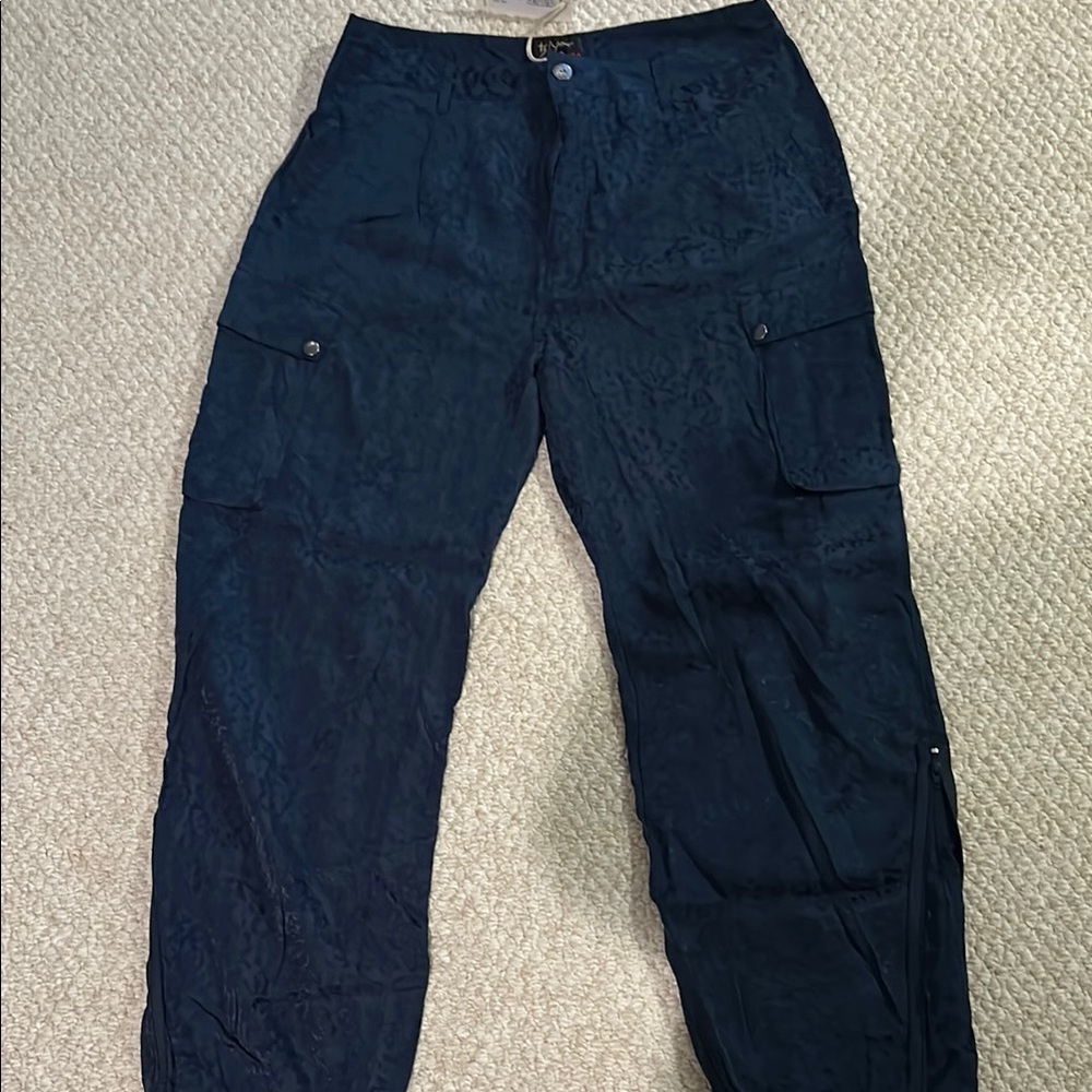 Johnny Was Navy Textured Cargo Pants